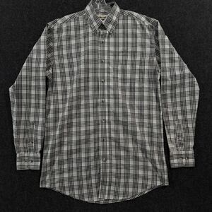 Wrangler Riata Shirt Men's Medium Tall Gray Black Plaid Button Down Pocket